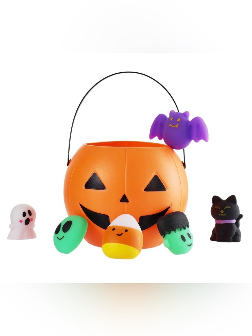 18 Squishy Filled Halloween Jack-O'-Lantern Trick-or-Treat Bucket & squishies